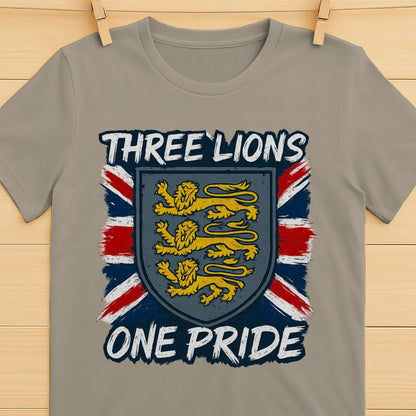 Three Lions One Pride England T-Shirt – Heraldic Shield - Celtic Wolfwear