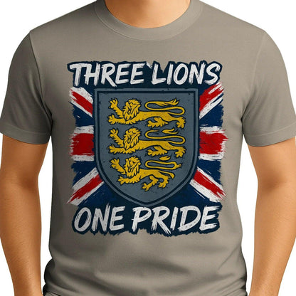 Three Lions One Pride England T-Shirt – Heraldic Shield - Celtic Wolfwear