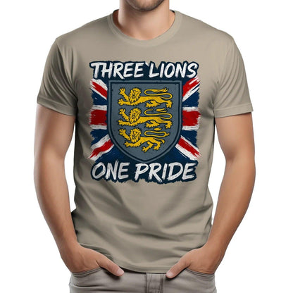 Three Lions One Pride England T-Shirt – Heraldic Shield - Celtic Wolfwear