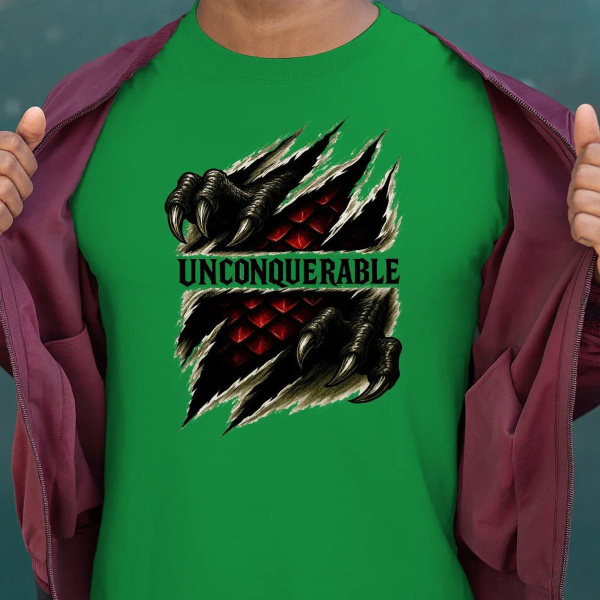 Unconquerable Welsh Dragon T-Shirt – Claw Rip Graphic Tee - Celtic Wolfwear
