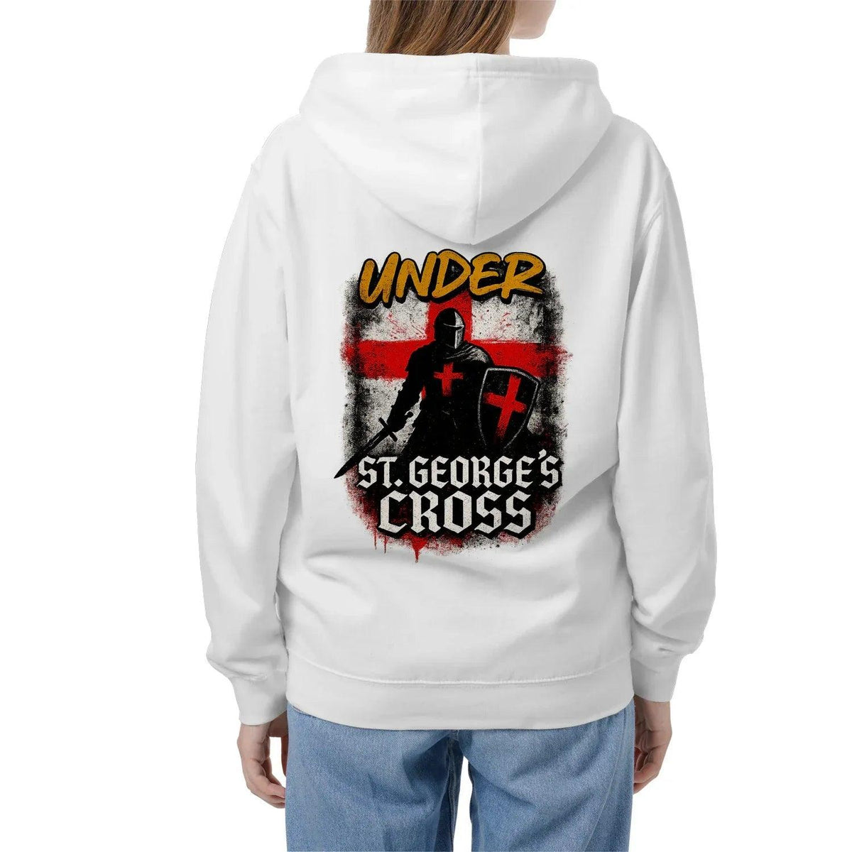 Under St George’s Cross Zip Hoodie – Dragon Slayer - Celtic Wolfwear