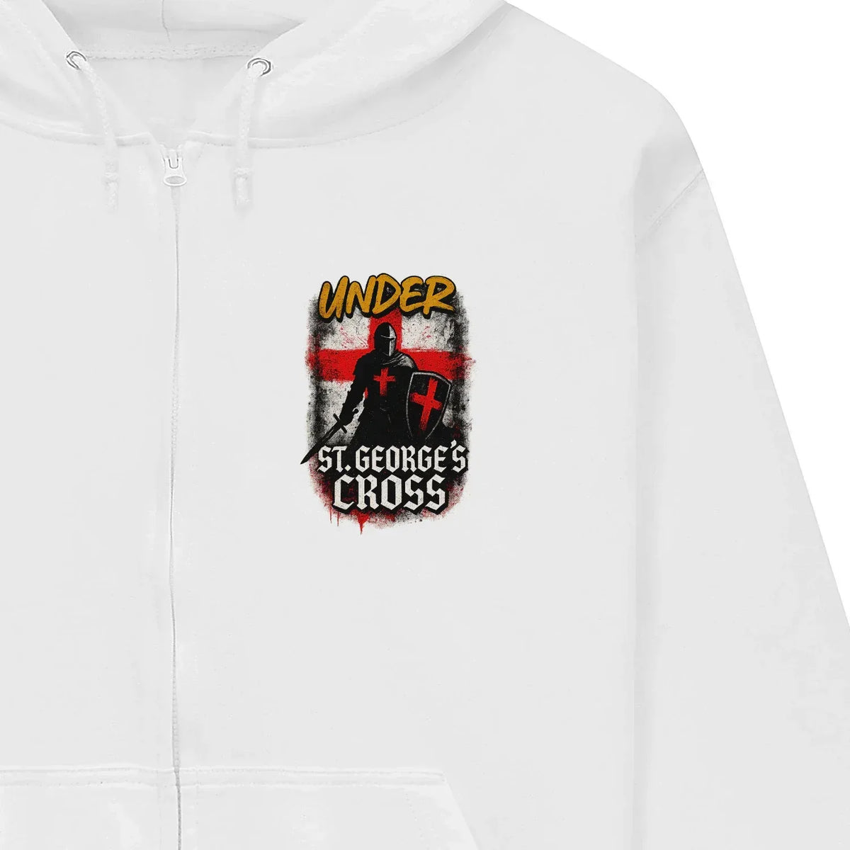 Under St George’s Cross Zip Hoodie – Dragon Slayer - Celtic Wolfwear