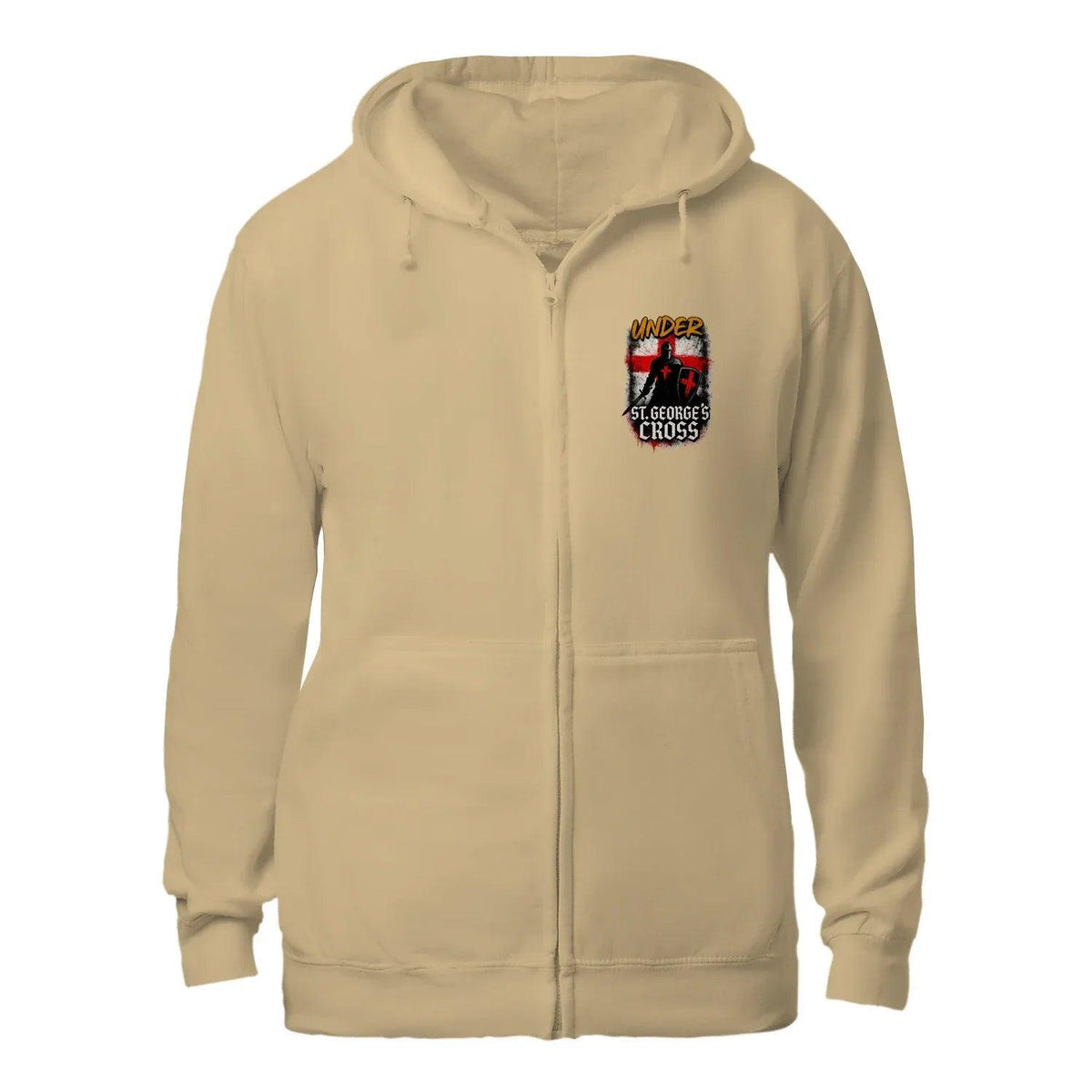 Under St George’s Cross Zip Hoodie – Dragon Slayer - Celtic Wolfwear