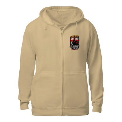 Under St George’s Cross Zip Hoodie – Dragon Slayer - Celtic Wolfwear