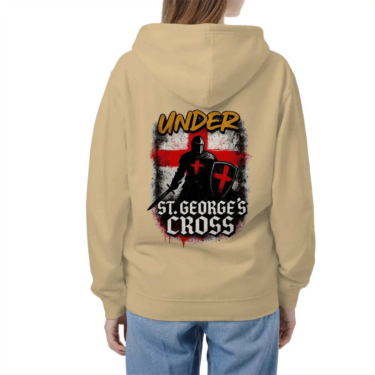 Under St George’s Cross Zip Hoodie – Dragon Slayer - Celtic Wolfwear