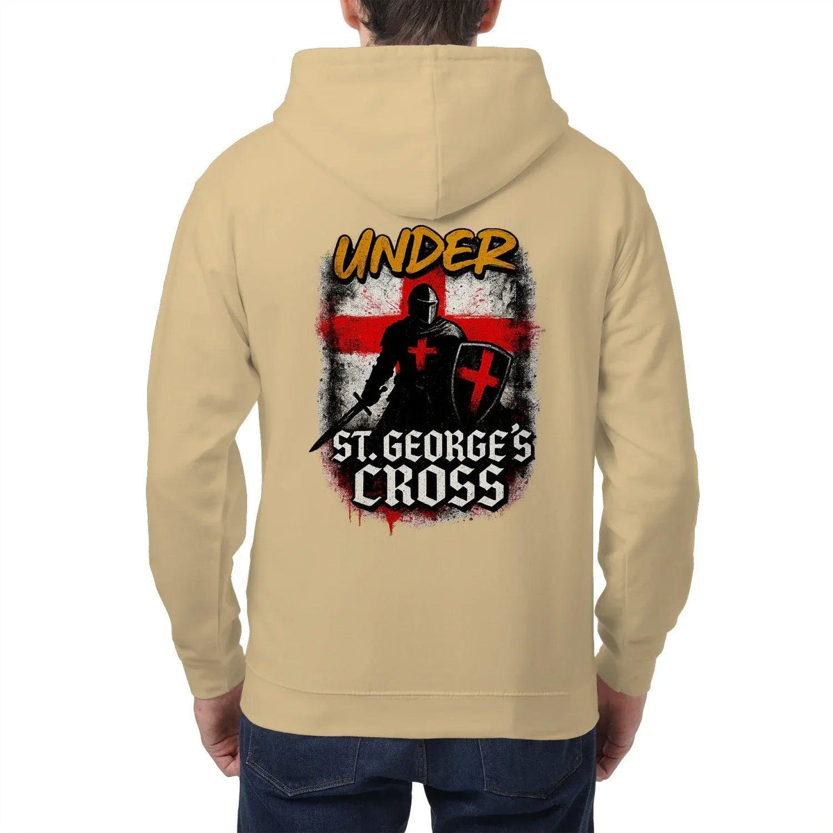Under St George’s Cross Zip Hoodie – Dragon Slayer - Celtic Wolfwear