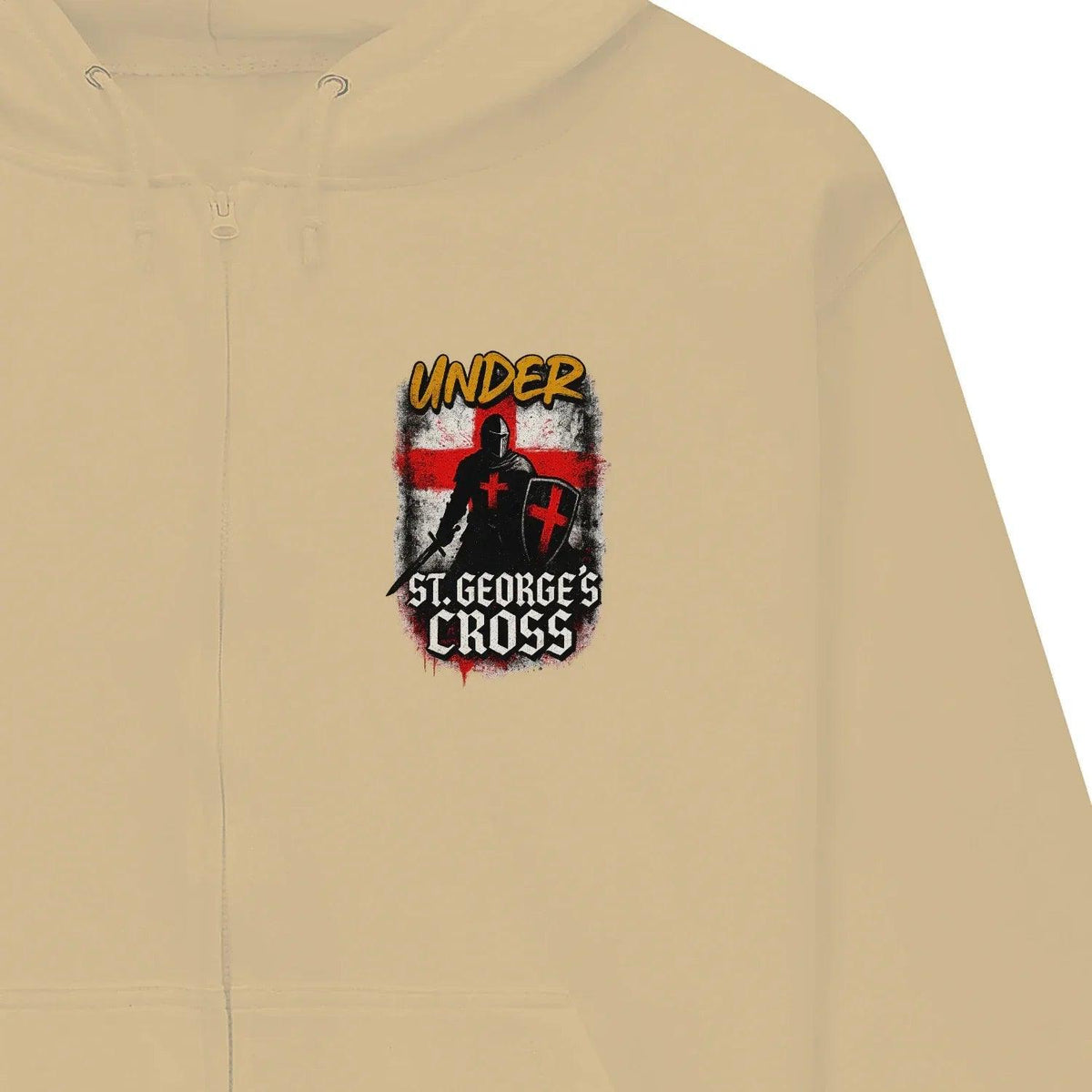Under St George’s Cross Zip Hoodie – Dragon Slayer - Celtic Wolfwear