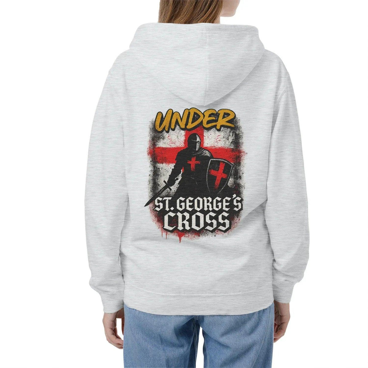 Under St George’s Cross Zip Hoodie – Dragon Slayer - Celtic Wolfwear