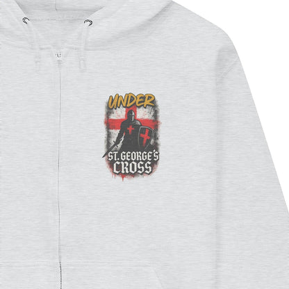 Under St George’s Cross Zip Hoodie – Dragon Slayer - Celtic Wolfwear