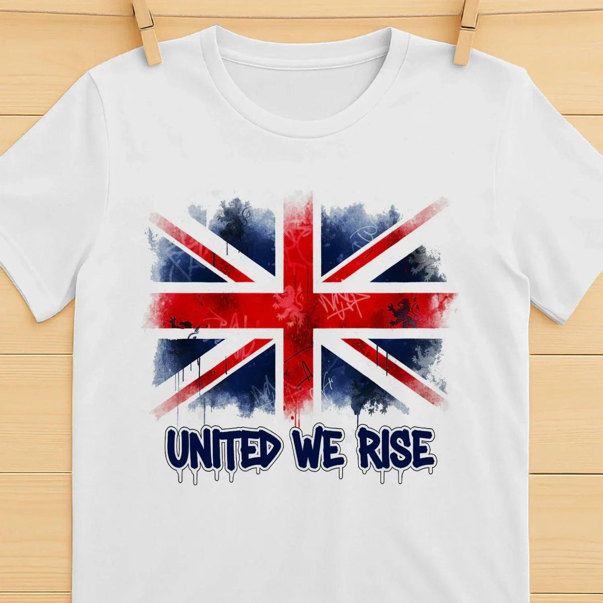 Union Jack T-Shirt - Flag United We Rise UK, Unisex - Celtic Wolfwear