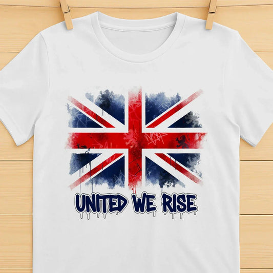 Union Jack T-Shirt - Flag United We Rise UK, Unisex - Celtic Wolfwear