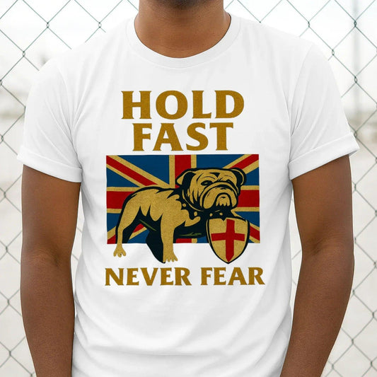 Union Jack T-Shirt - Hold Fast Bulldog Shield, Unisex - Celtic Wolfwear