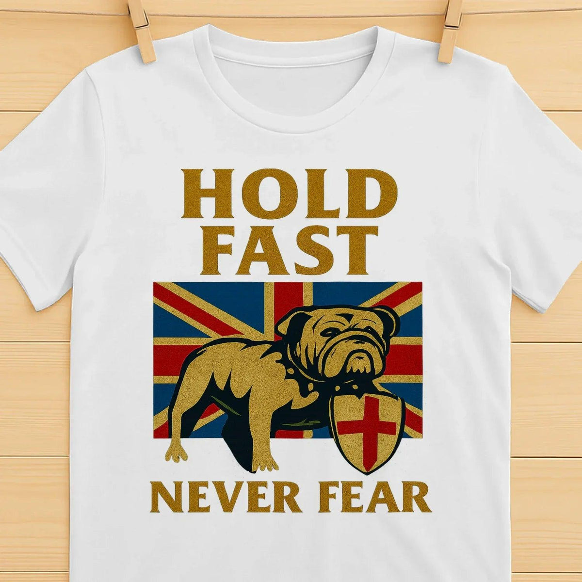 Union Jack T-Shirt - Hold Fast Bulldog Shield, Unisex - Celtic Wolfwear