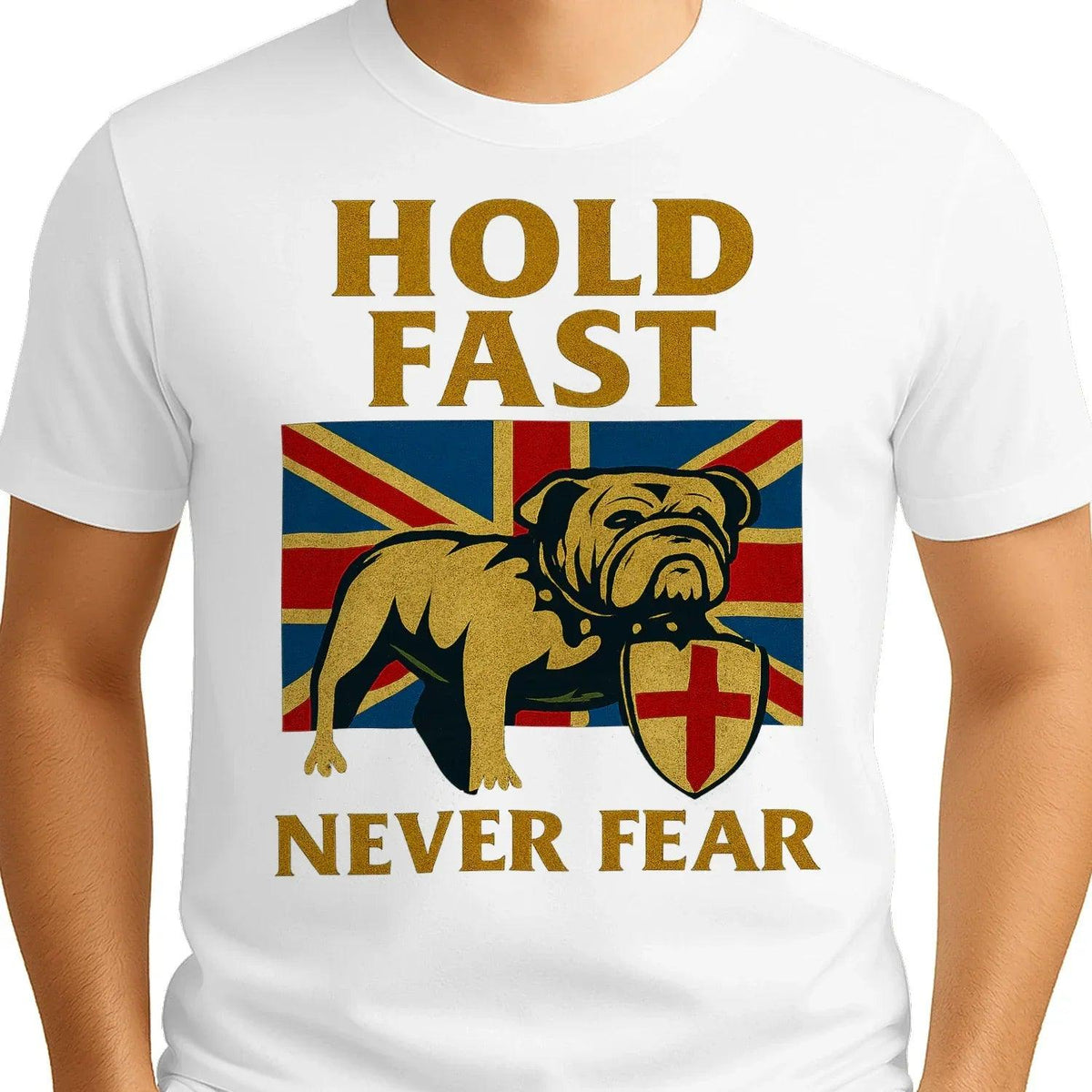 Union Jack T-Shirt - Hold Fast Bulldog Shield, Unisex - Celtic Wolfwear