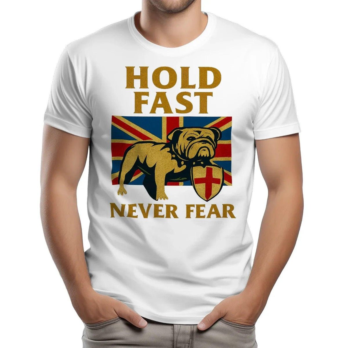 Union Jack T-Shirt - Hold Fast Bulldog Shield, Unisex - Celtic Wolfwear