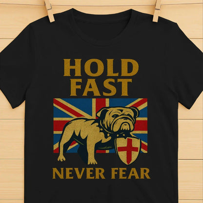 Union Jack T-Shirt - Hold Fast Bulldog Shield, Unisex - Celtic Wolfwear