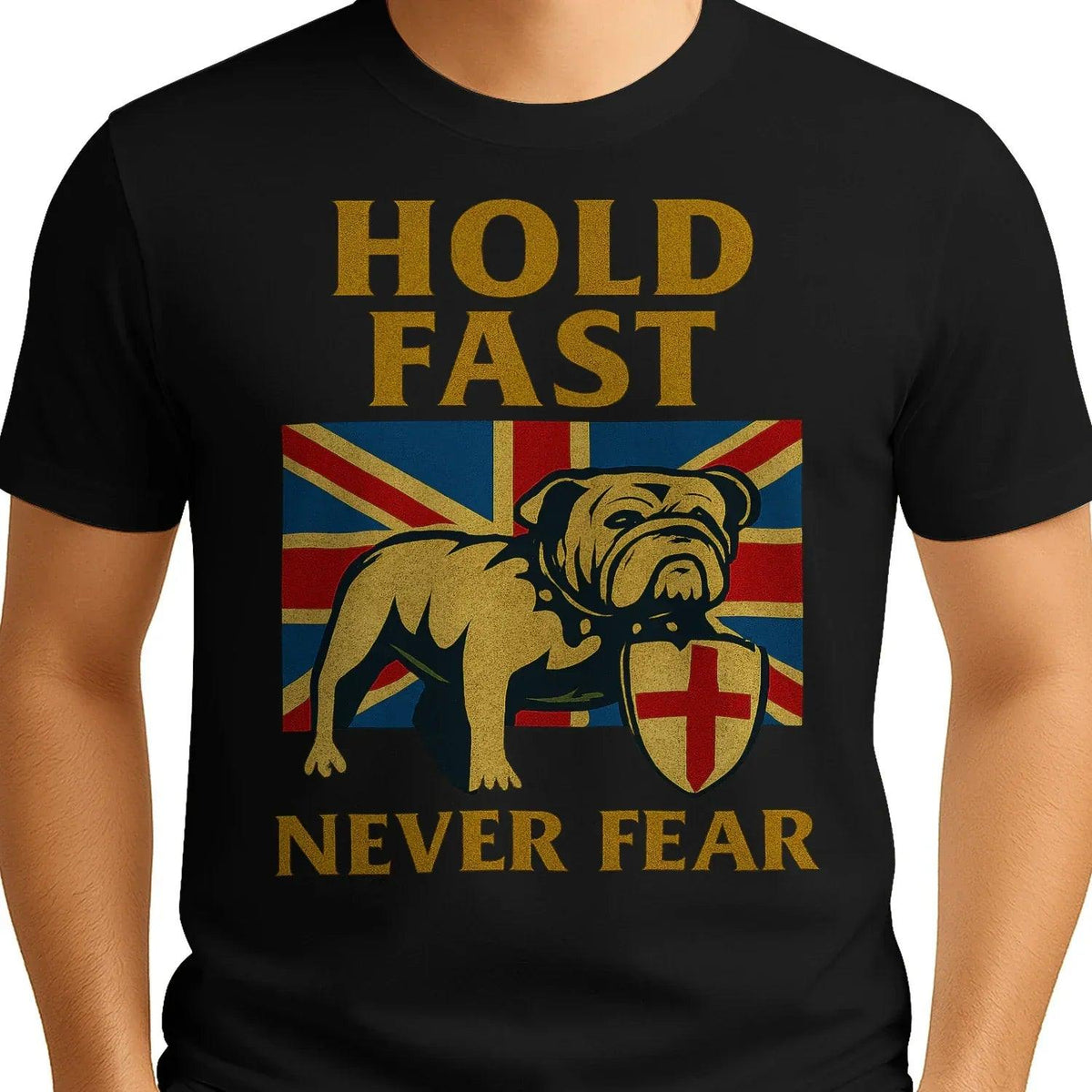 Union Jack T-Shirt - Hold Fast Bulldog Shield, Unisex - Celtic Wolfwear