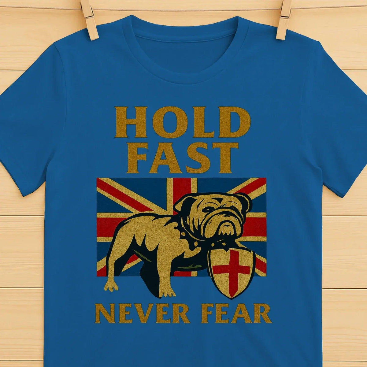 Union Jack T-Shirt - Hold Fast Bulldog Shield, Unisex - Celtic Wolfwear