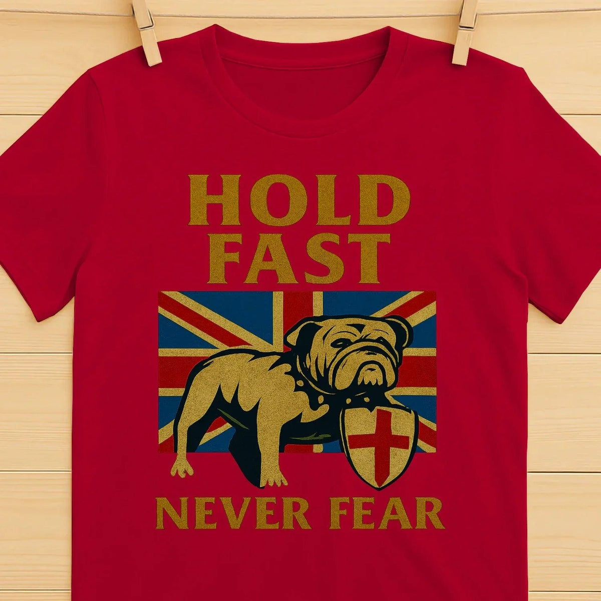 Union Jack T-Shirt - Hold Fast Bulldog Shield, Unisex - Celtic Wolfwear