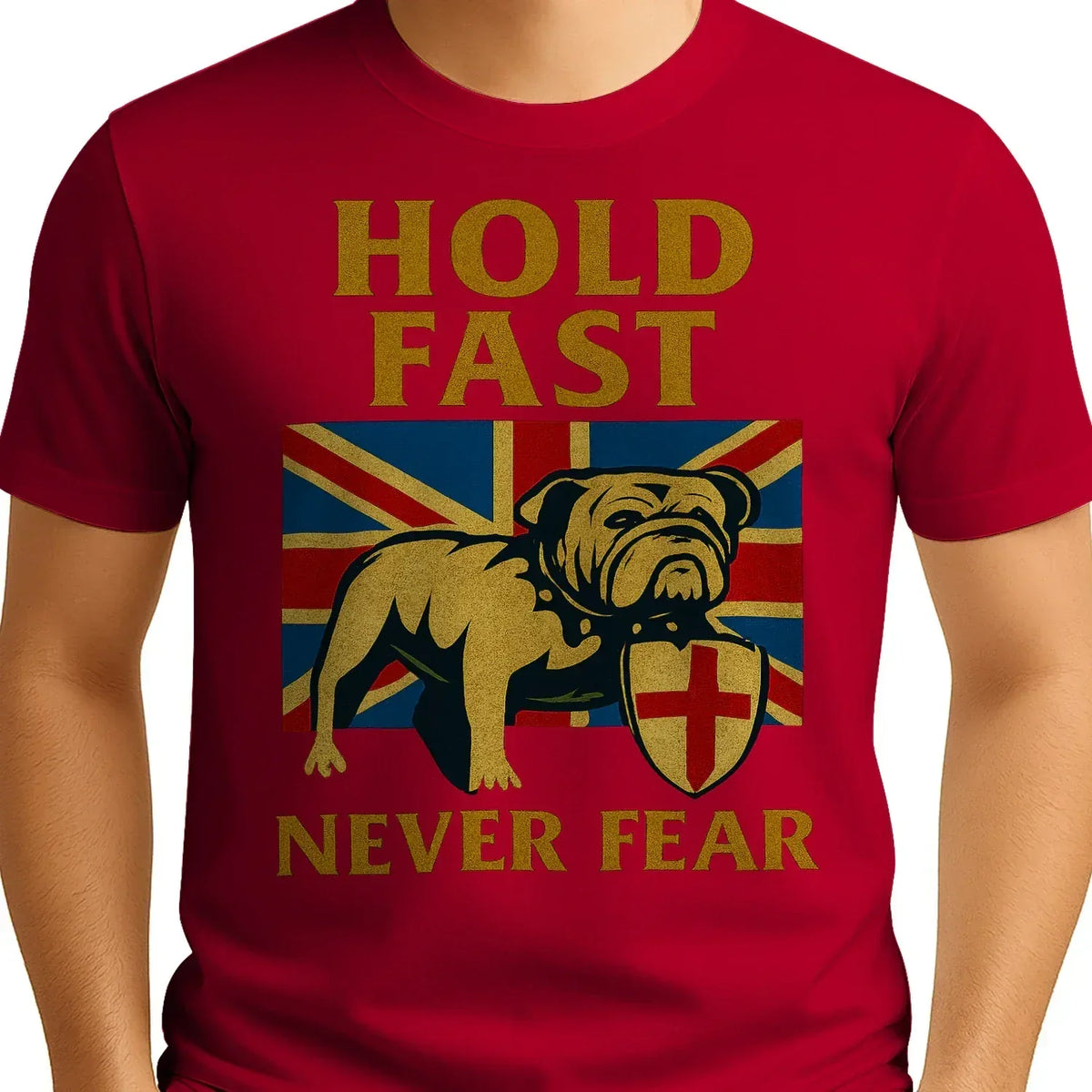 Union Jack T-Shirt - Hold Fast Bulldog Shield, Unisex - Celtic Wolfwear