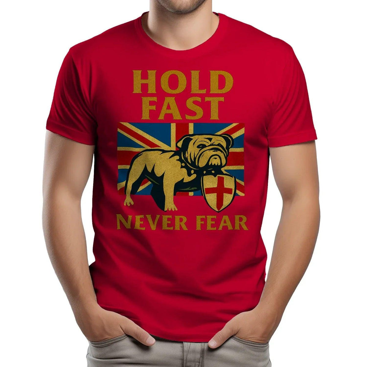 Union Jack T-Shirt - Hold Fast Bulldog Shield, Unisex - Celtic Wolfwear