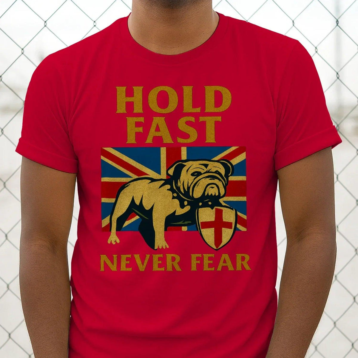 Union Jack T-Shirt - Hold Fast Bulldog Shield, Unisex - Celtic Wolfwear