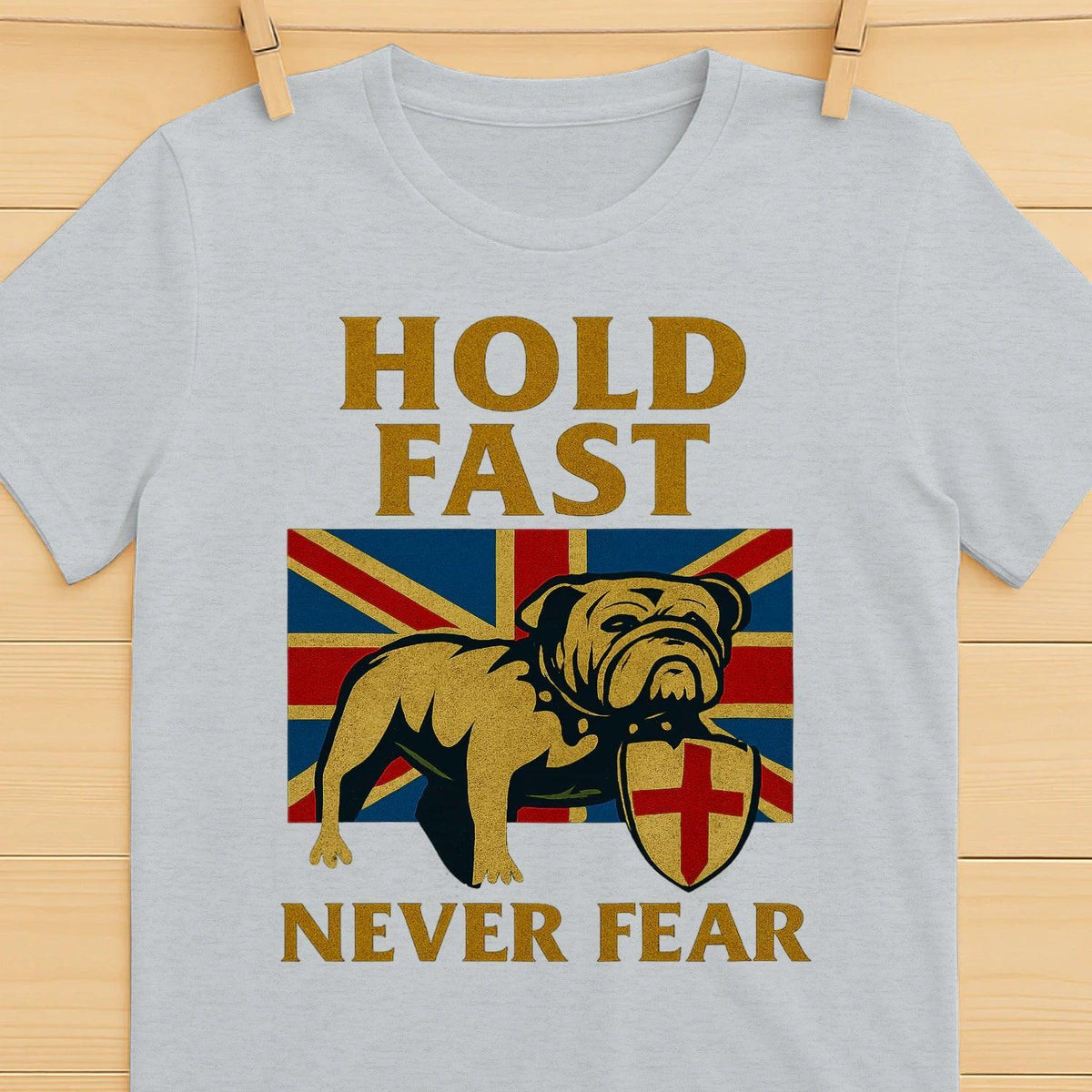 Union Jack T-Shirt - Hold Fast Bulldog Shield, Unisex - Celtic Wolfwear