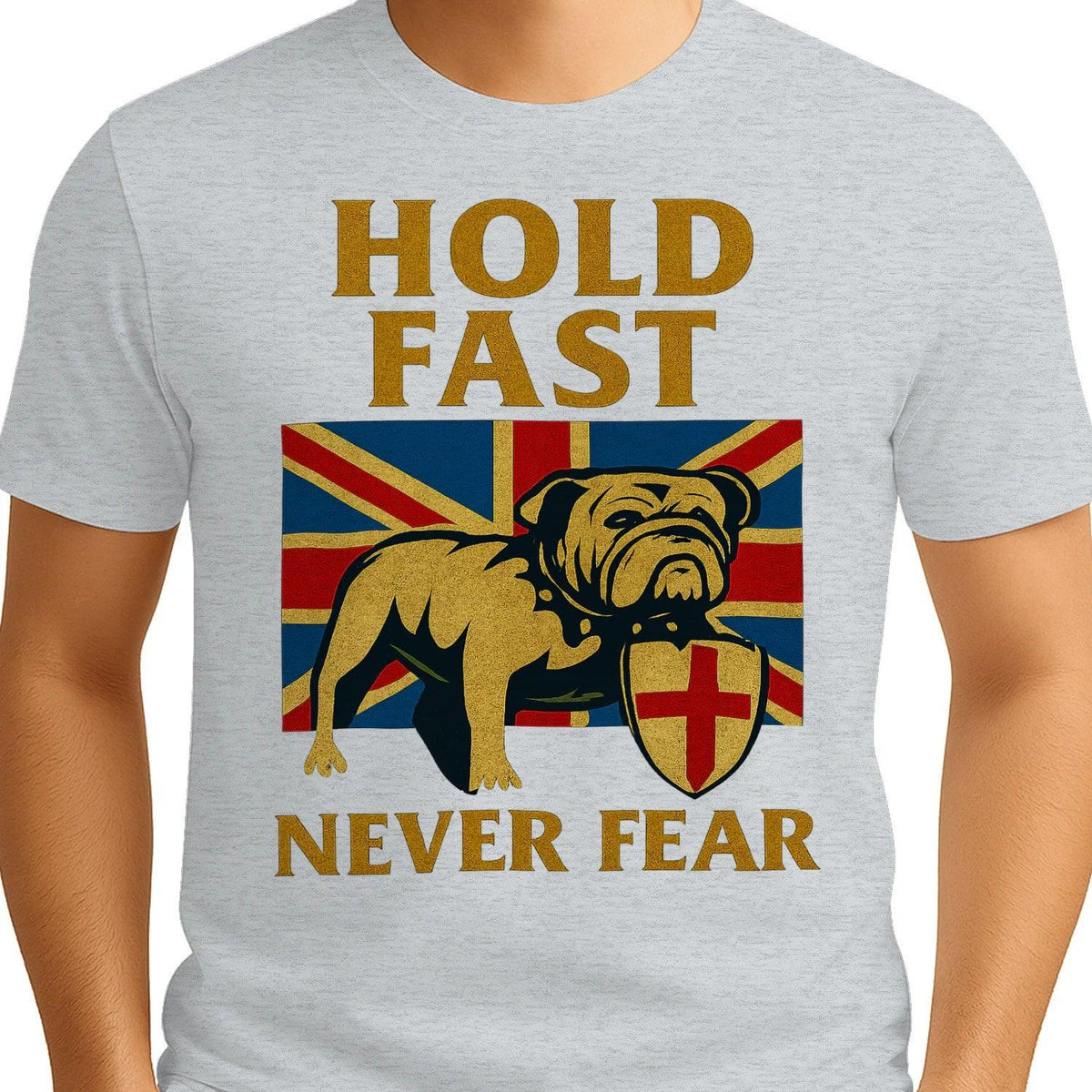 Union Jack T-Shirt - Hold Fast Bulldog Shield, Unisex - Celtic Wolfwear