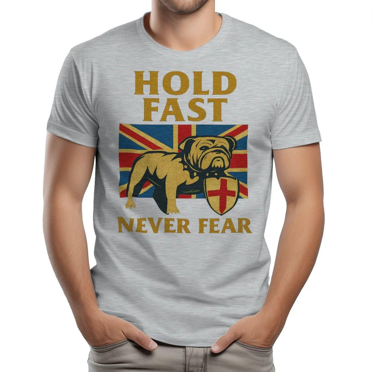 Union Jack T-Shirt - Hold Fast Bulldog Shield, Unisex - Celtic Wolfwear