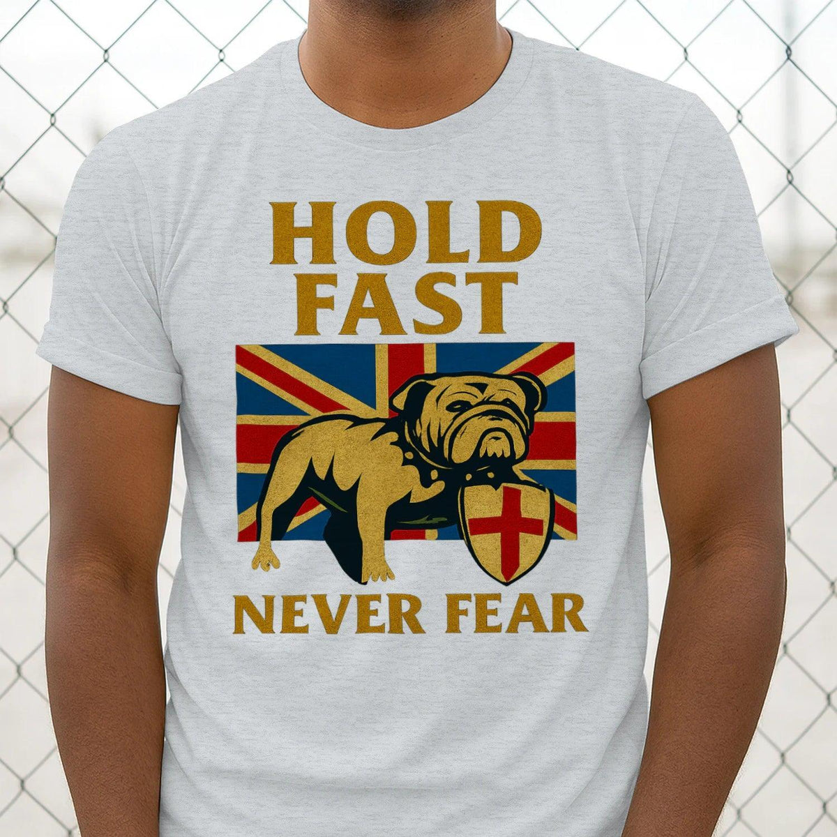 Union Jack T-Shirt - Hold Fast Bulldog Shield, Unisex - Celtic Wolfwear