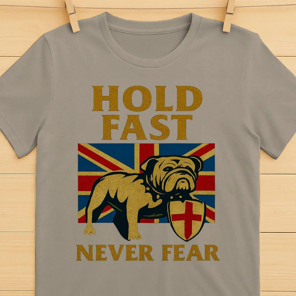Union Jack T-Shirt - Hold Fast Bulldog Shield, Unisex - Celtic Wolfwear