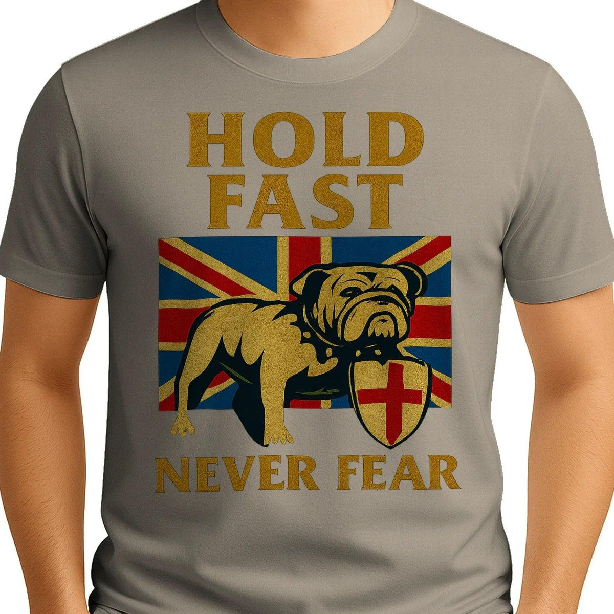 Union Jack T-Shirt - Hold Fast Bulldog Shield, Unisex - Celtic Wolfwear