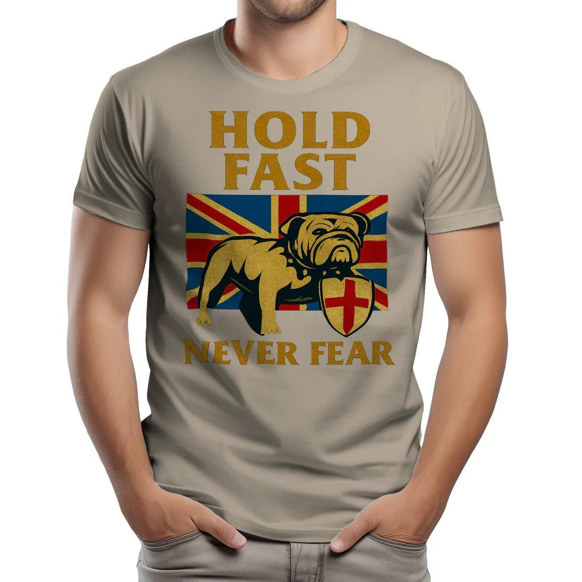 Union Jack T-Shirt - Hold Fast Bulldog Shield, Unisex - Celtic Wolfwear