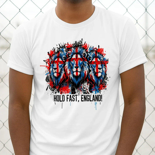 Union Jack T-Shirt - Triple Lion Hold Fast Crew UK Unisex - Celtic Wolfwear
