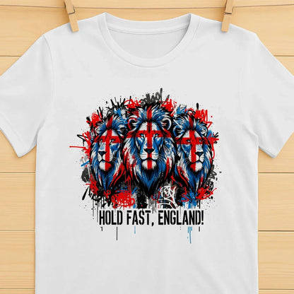 Union Jack T-Shirt - Triple Lion Hold Fast Crew UK Unisex - Celtic Wolfwear