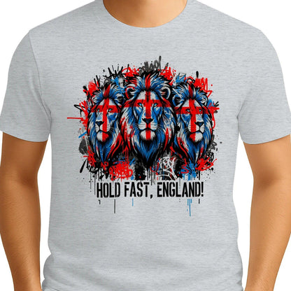 Union Jack T-Shirt - Triple Lion Hold Fast Crew UK Unisex - Celtic Wolfwear