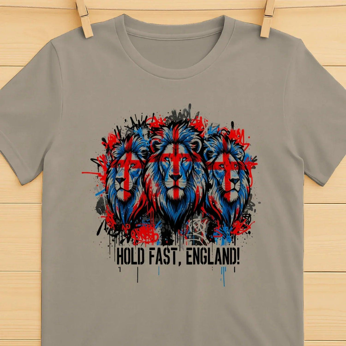 Union Jack T-Shirt - Triple Lion Hold Fast Crew UK Unisex - Celtic Wolfwear