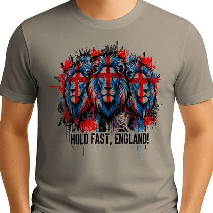Union Jack T-Shirt - Triple Lion Hold Fast Crew UK Unisex - Celtic Wolfwear