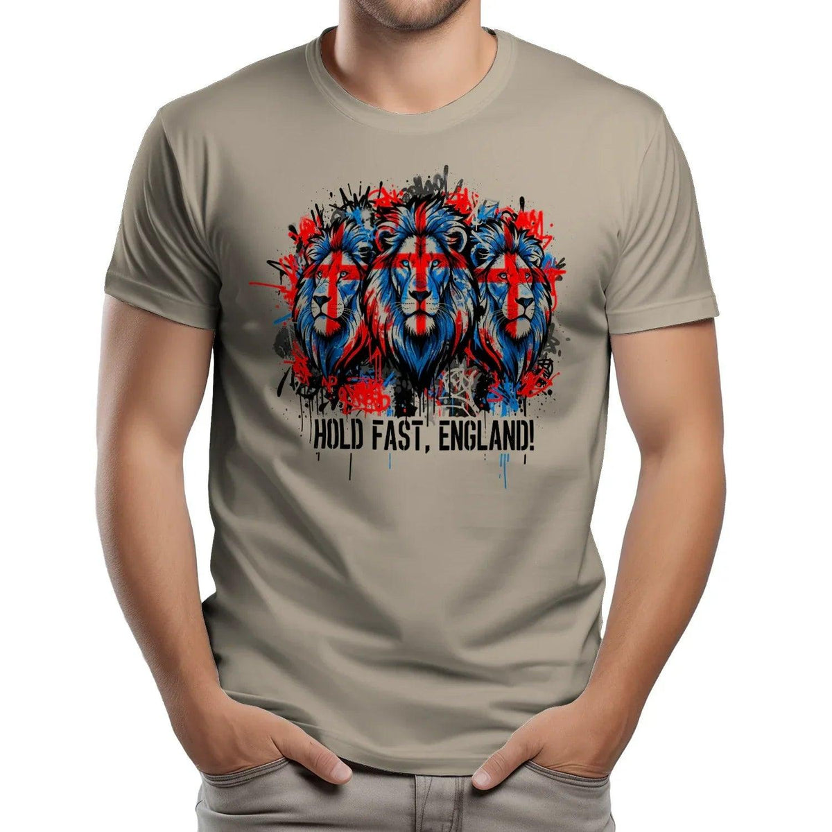 Union Jack T-Shirt - Triple Lion Hold Fast Crew UK Unisex - Celtic Wolfwear