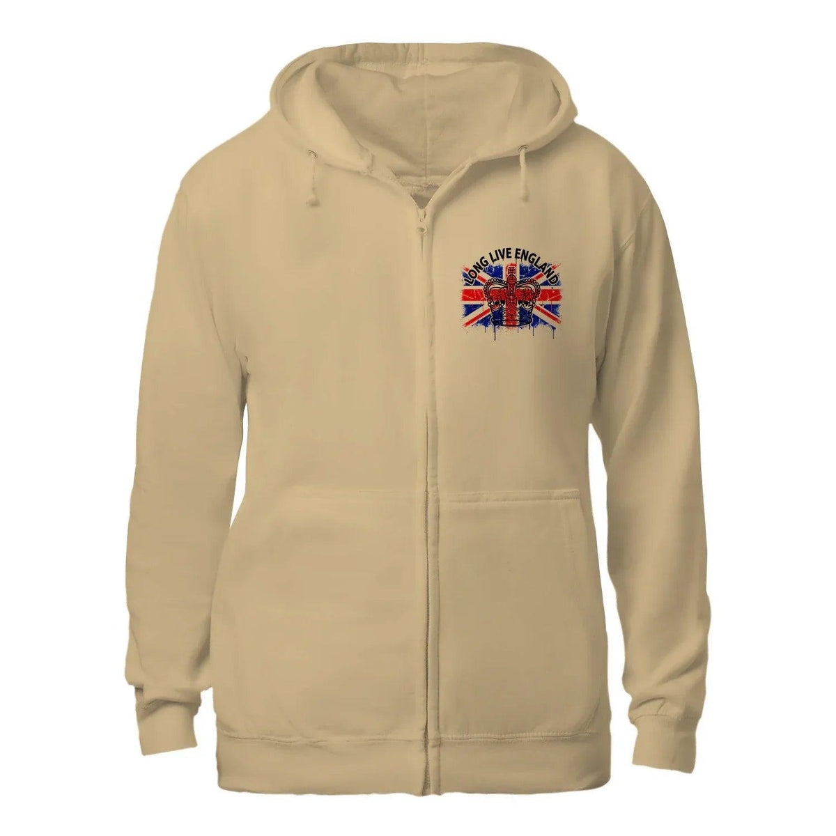 Union Jack Zip Hoodie - Crown Premium Unisex Streetwear - Celtic Wolfwear