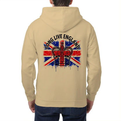 Union Jack Zip Hoodie - Crown Premium Unisex Streetwear - Celtic Wolfwear