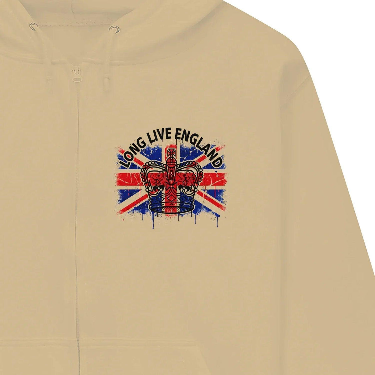 Union Jack Zip Hoodie - Crown Premium Unisex Streetwear - Celtic Wolfwear