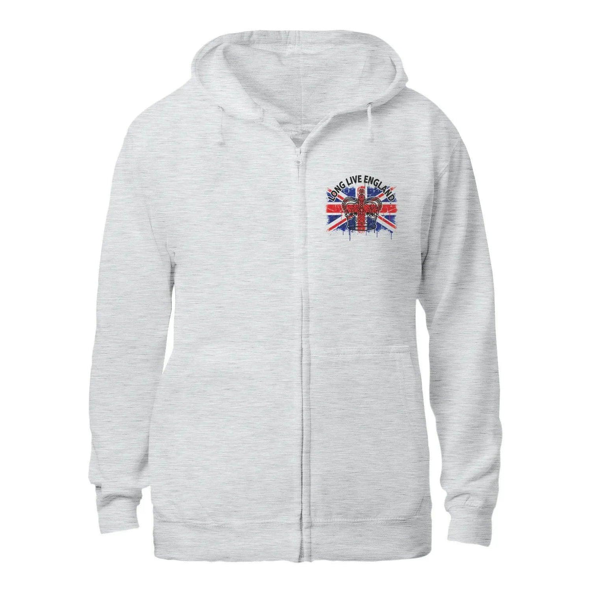 Union Jack Zip Hoodie - Crown Premium Unisex Streetwear - Celtic Wolfwear
