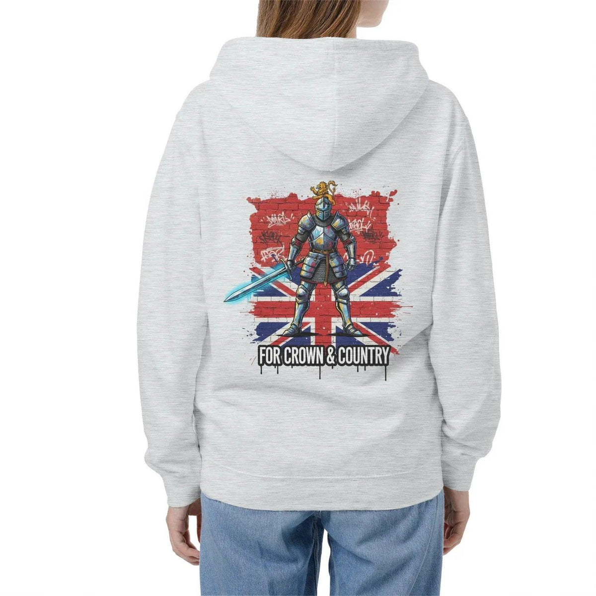 Union Jack Zip Hoodie - Crown and Country Unisex Streetwear - Celtic Wolfwear