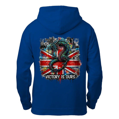 Union Jack Zip Hoodie - Dragon Chest Print White Unisex - Celtic Wolfwear