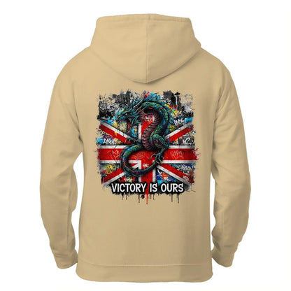 Union Jack Zip Hoodie - Dragon Chest Print White Unisex - Celtic Wolfwear