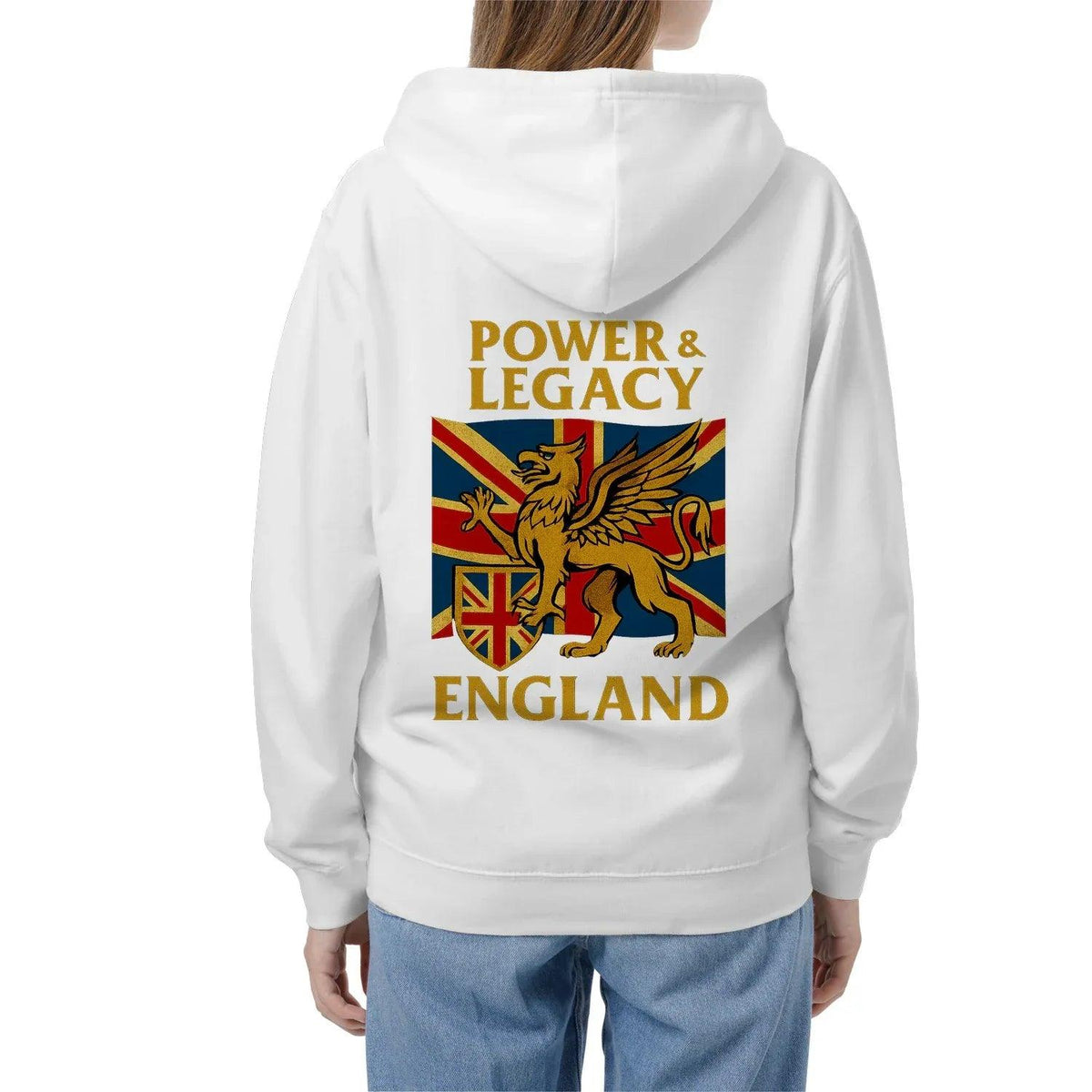 Union Jack Zip Hoodie - Golden Emblem UK Unisex Streetwear - Celtic Wolfwear