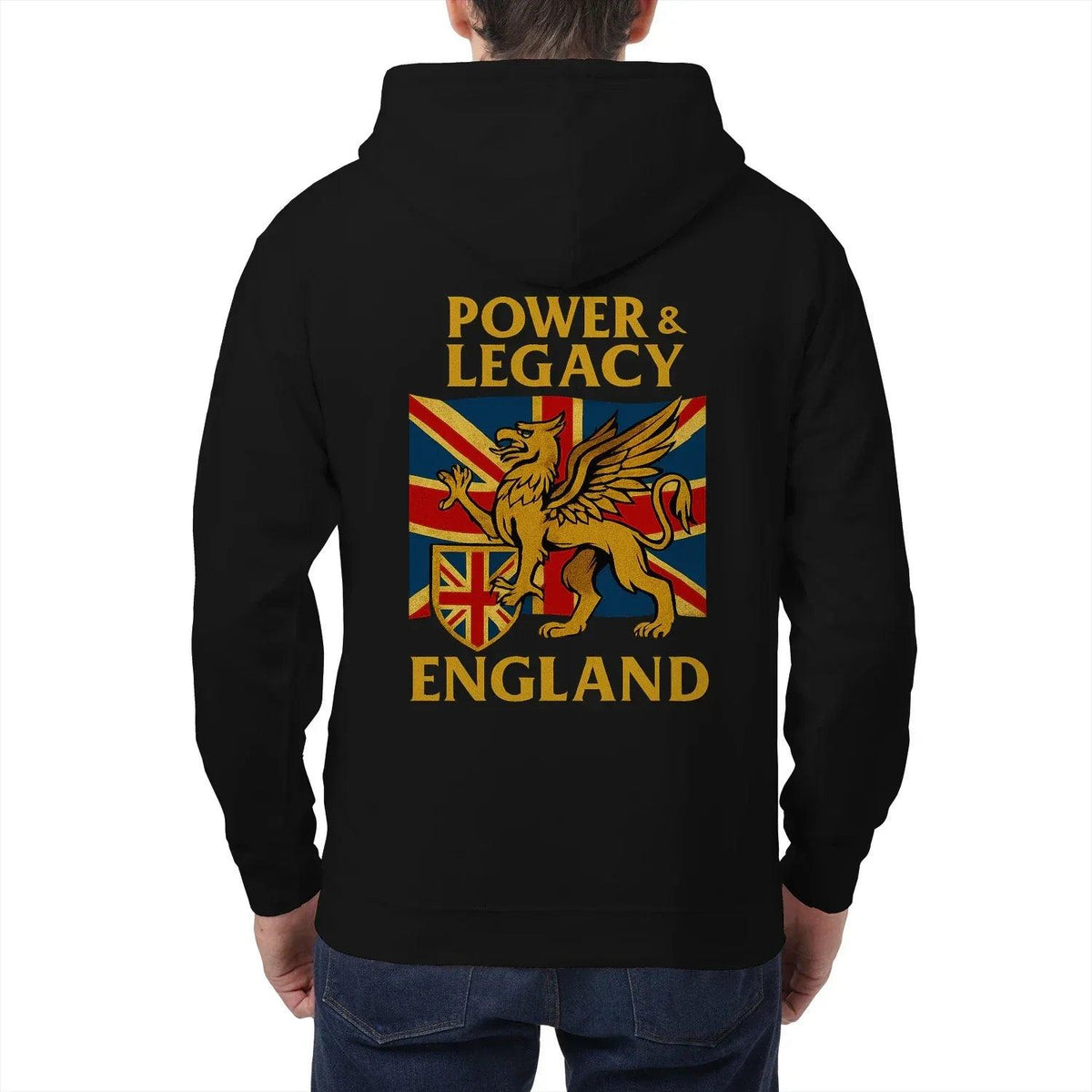 Union Jack Zip Hoodie - Golden Emblem UK Unisex Streetwear - Celtic Wolfwear