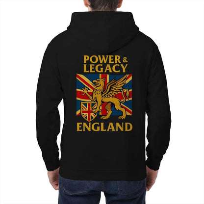 Union Jack Zip Hoodie - Golden Emblem UK Unisex Streetwear - Celtic Wolfwear