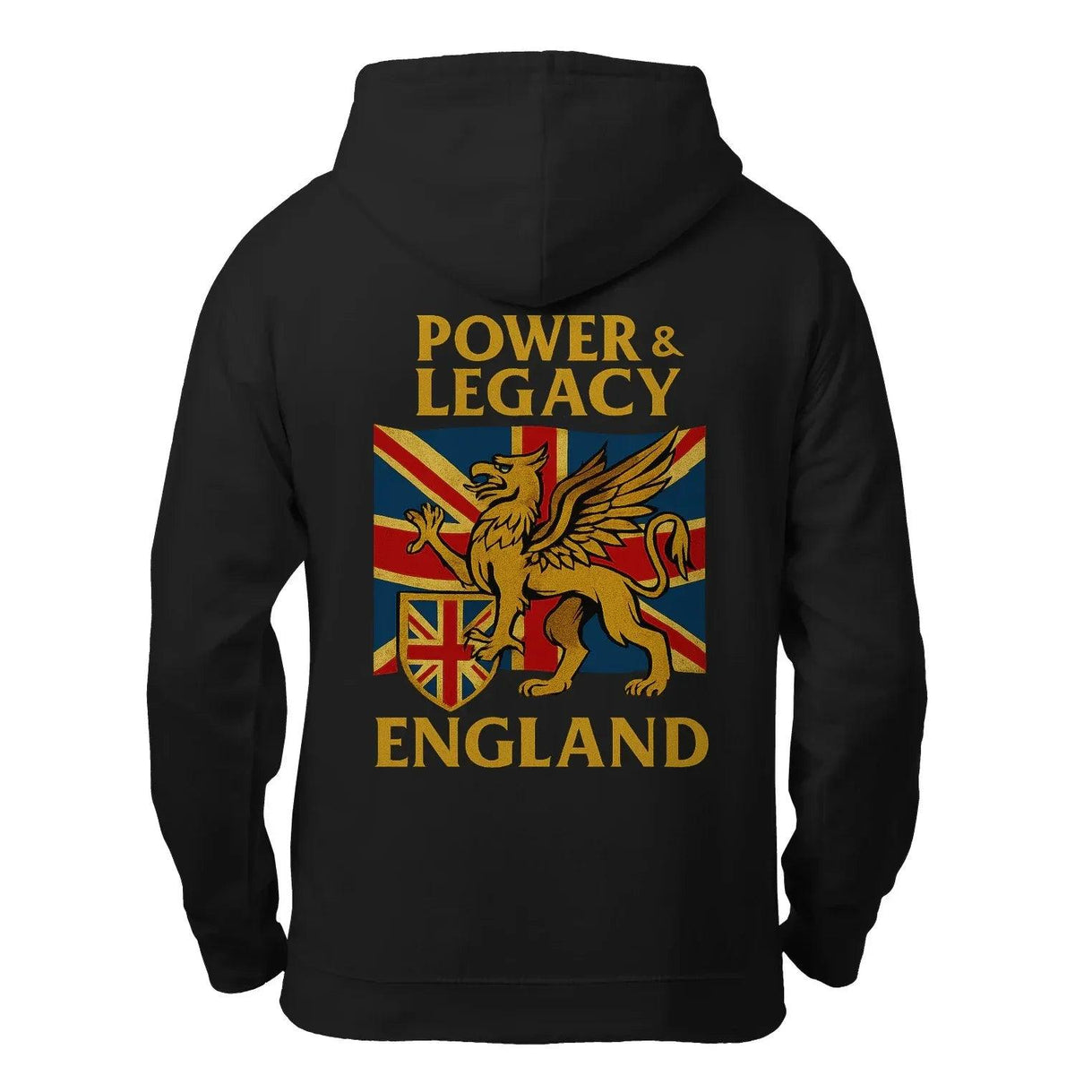 Union Jack Zip Hoodie - Golden Emblem UK Unisex Streetwear - Celtic Wolfwear